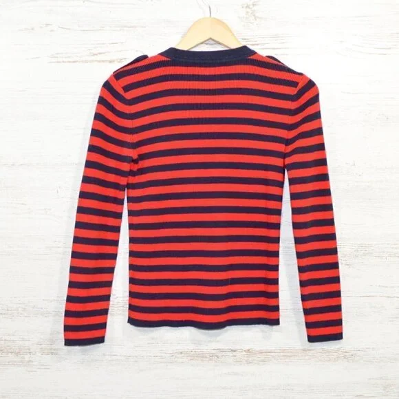 Lauren Jeans Co Red & Blue Striped V-neck Sweater - Picture 3 of 3